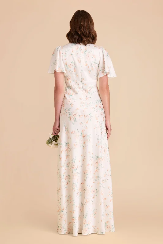 Marni Matte Satin Dress - Apricot Whimsical Blooms