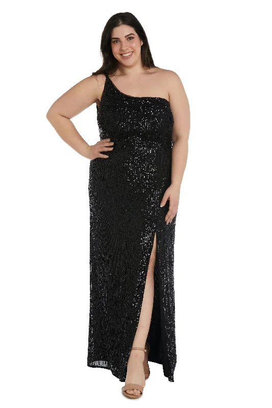 Nightway Long One Shoulder Plus Size Gown 22121W