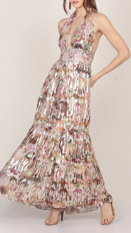 Noorex Metallic Printed Maxi Dress