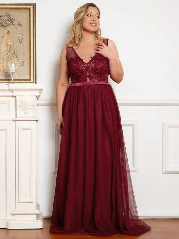 Plus Size A-Line Sleeveless Long Formal Dress