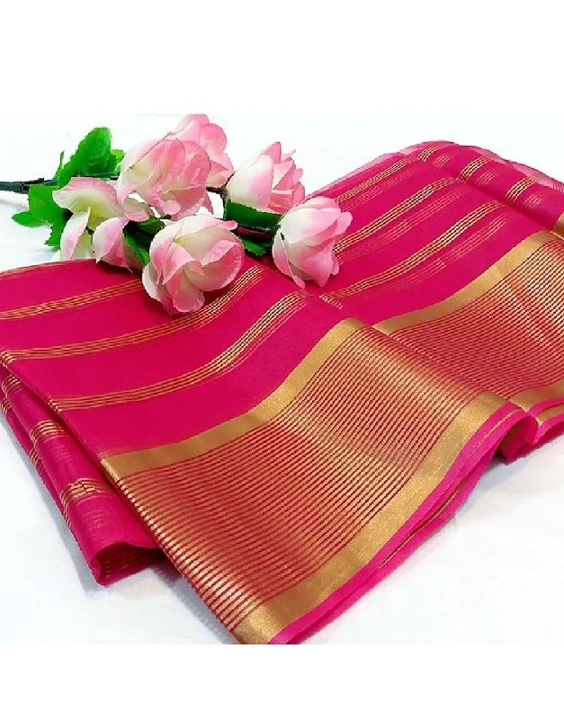 Lining Printed Organza Dupatta - Pink (DZ14990)