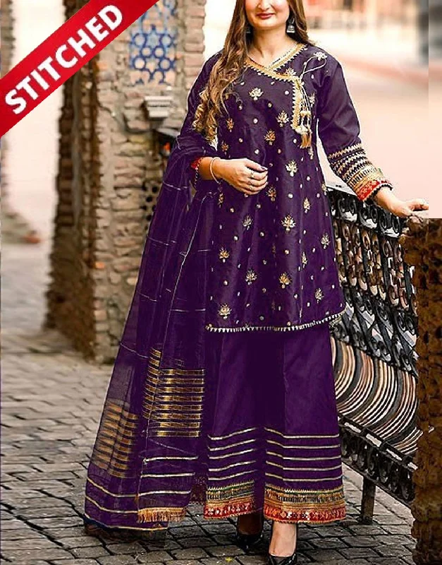 Ready-to-Wear Angrakha Style Embroidered Raw Silk Party Wear Dress 2024 (DZ16916)