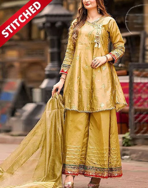 Ready-to-Wear Angrakha Style Embroidered Raw Silk Party Wear Dress 2024 (DZ16861)