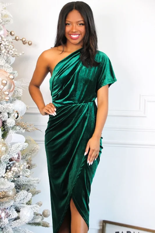 Run to You Midi Dress: Emerald VELVET