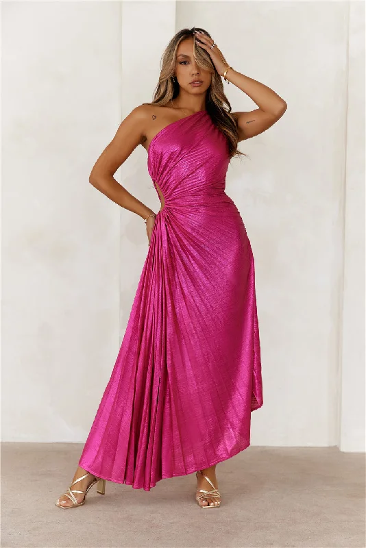 Sapphire Soirée One Shoulder Maxi Dress Fuchsia