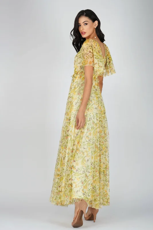 Shelby Yellow Printed Maxi Dress