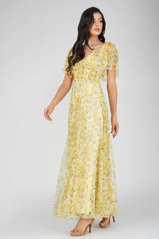 Shelby Yellow Printed Maxi Dress