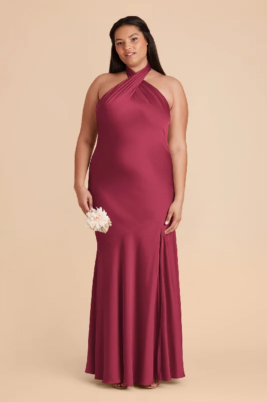 Stephanie Matte Satin Dress - Berry