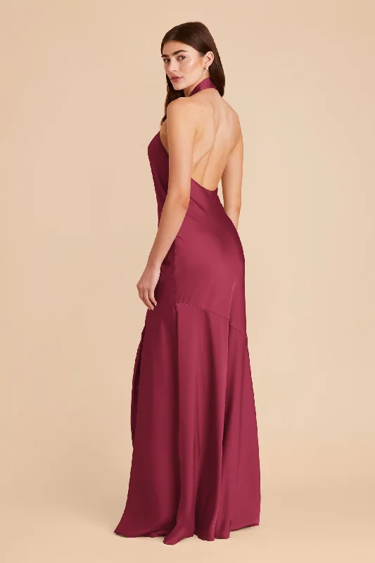 Stephanie Matte Satin Dress - Berry