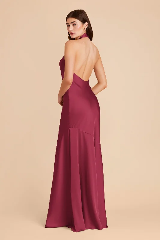 Stephanie Matte Satin Dress - Berry