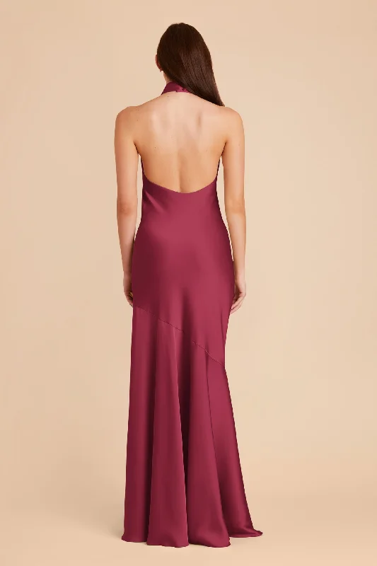 Stephanie Matte Satin Dress - Berry