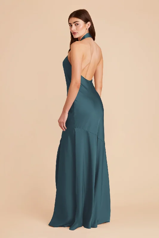 Stephanie Matte Satin Dress - Dark Teal