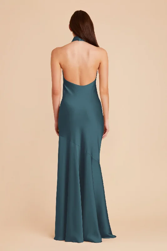 Stephanie Matte Satin Dress - Dark Teal