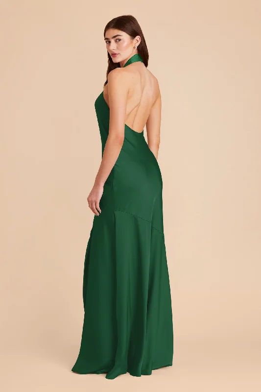 Stephanie Matte Satin Dress - Forest Green