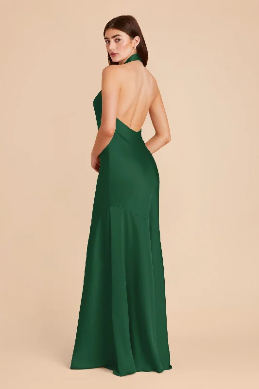 Stephanie Matte Satin Dress - Forest Green