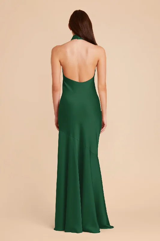 Stephanie Matte Satin Dress - Forest Green