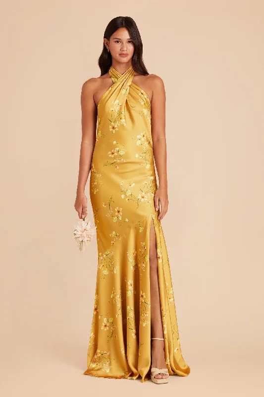 Stephanie Matte Satin Dress - Marigold Le Fleur