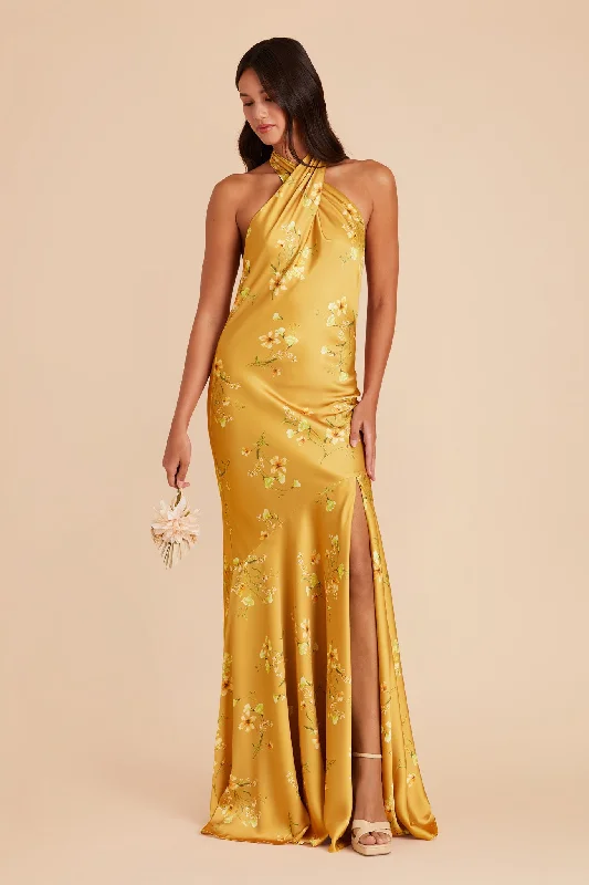 Stephanie Matte Satin Dress - Marigold Le Fleur