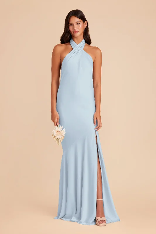 Stephanie Matte Satin Dress - Mist Blue