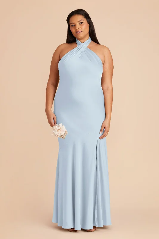 Stephanie Matte Satin Dress - Mist Blue