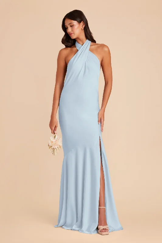 Stephanie Matte Satin Dress - Mist Blue