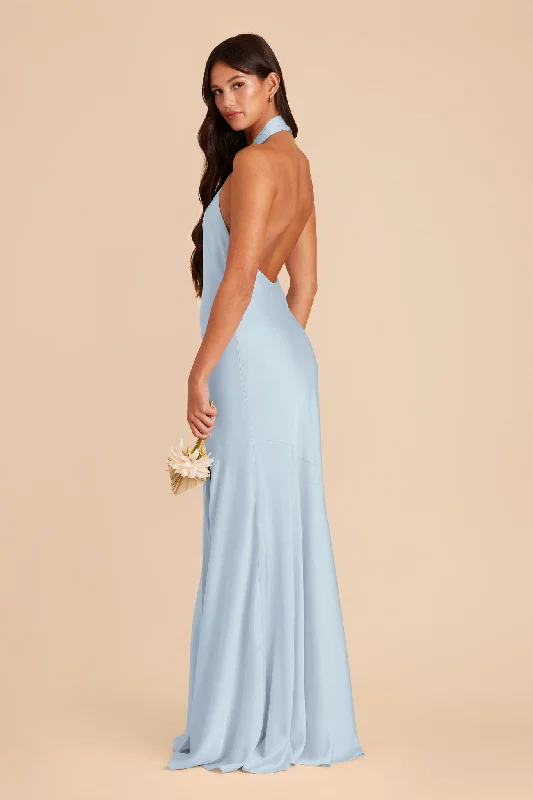 Stephanie Matte Satin Dress - Mist Blue