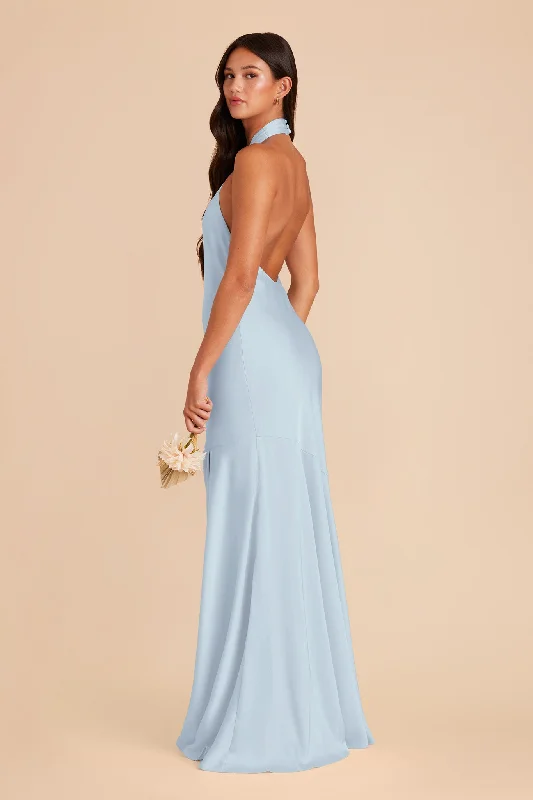 Stephanie Matte Satin Dress - Mist Blue