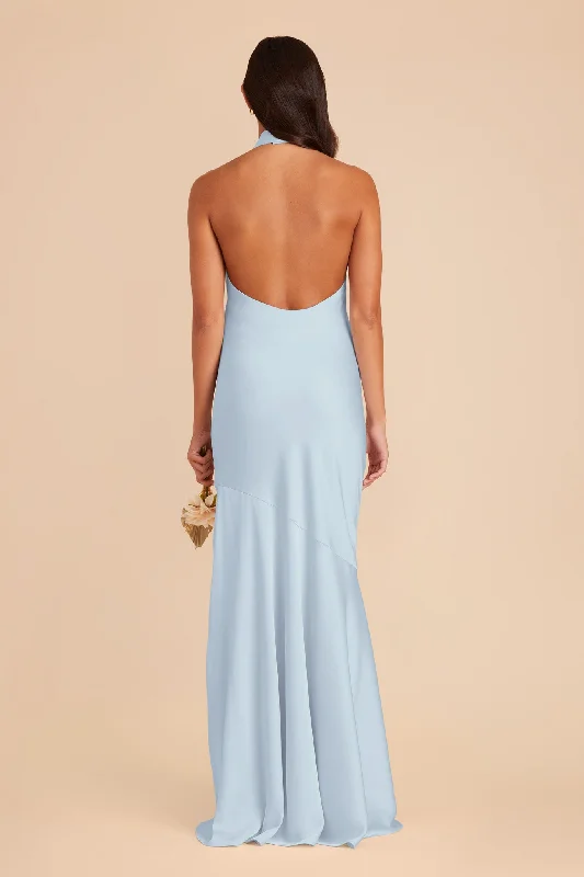 Stephanie Matte Satin Dress - Mist Blue