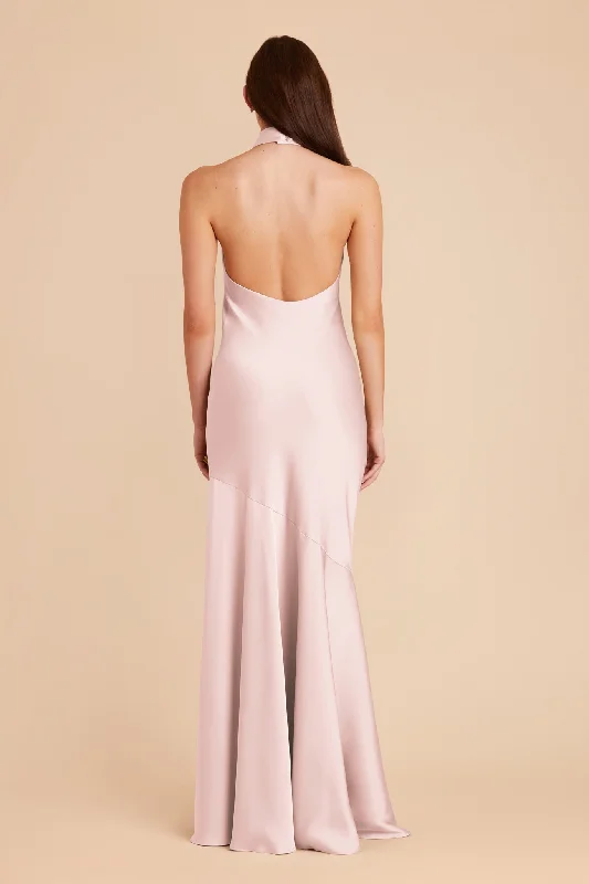 Stephanie Matte Satin Dress - Pale Blush