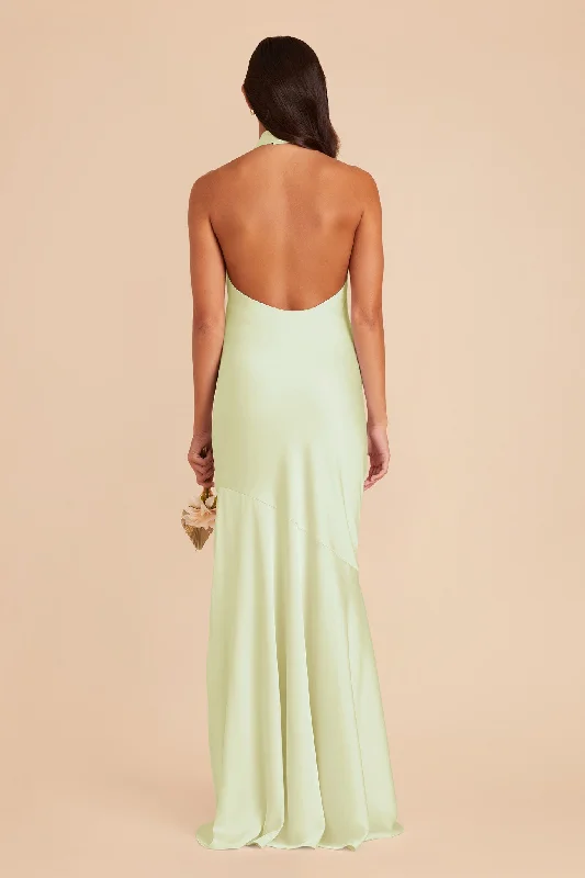 Stephanie Matte Satin Dress - Pale Pistachio