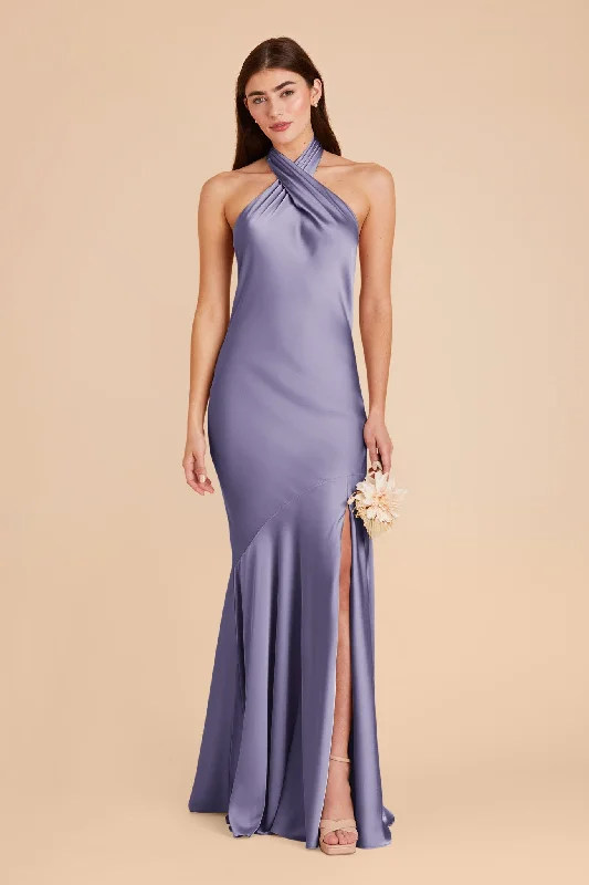 Stephanie Matte Satin Dress - Wisteria