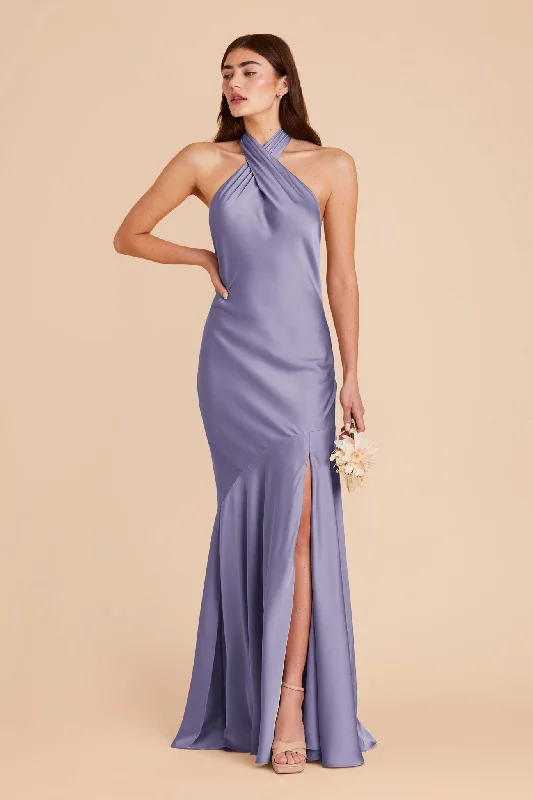 Stephanie Matte Satin Dress - Wisteria