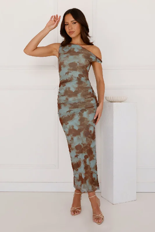 Stylish Society Off Shoulder Maxi Dress Green