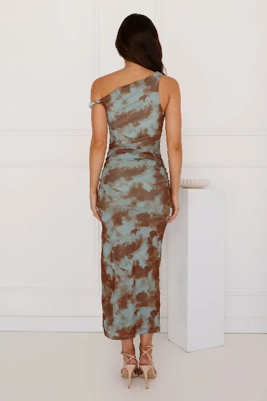 Stylish Society Off Shoulder Maxi Dress Green