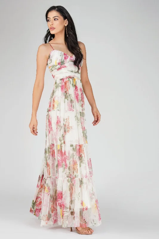 Thea Tulle Floral Maxi Dress