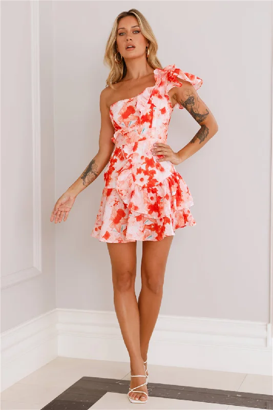 Ultimate Brunch One Shoulder Mini Dress Orange